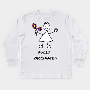 Cute Girl Fully Vaccinated Kids Long Sleeve T-Shirt